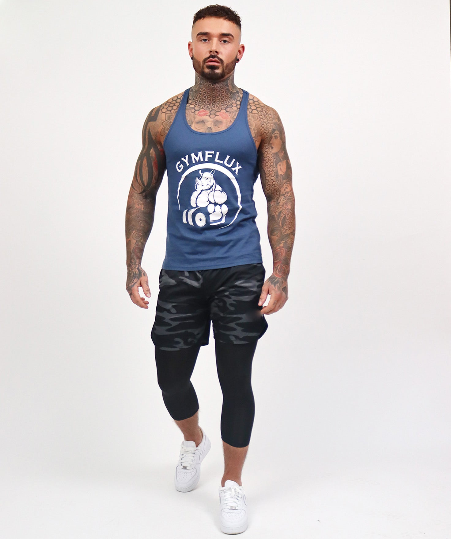 Rhino Muscle Vest | Navy - Gymflux Gym Clothes Gymshark Gym t shirt Gym Hoodie mens