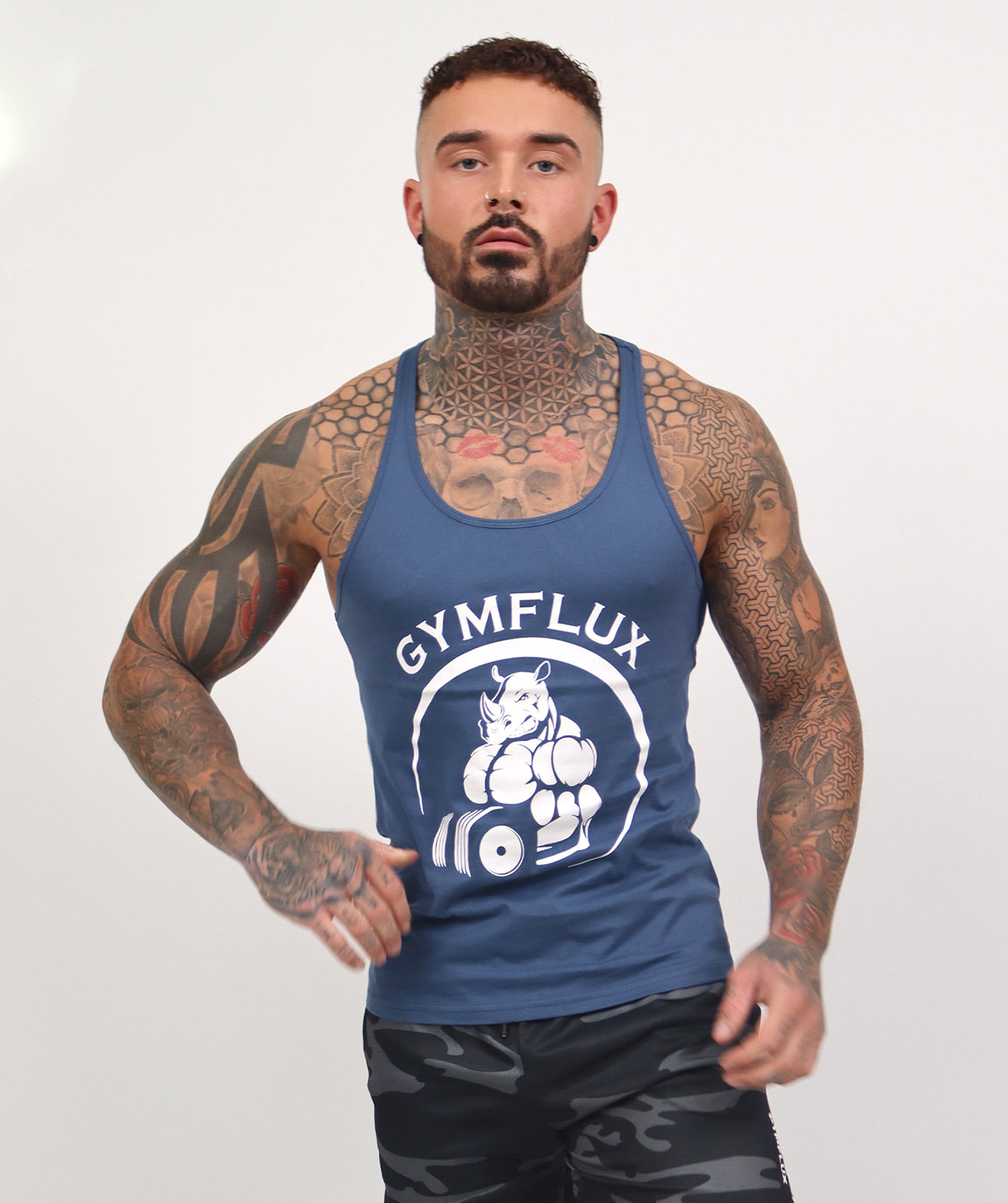 Rhino Muscle Vest | Navy - Gymflux Gym Clothes Gymshark Gym t shirt Gym Hoodie mens