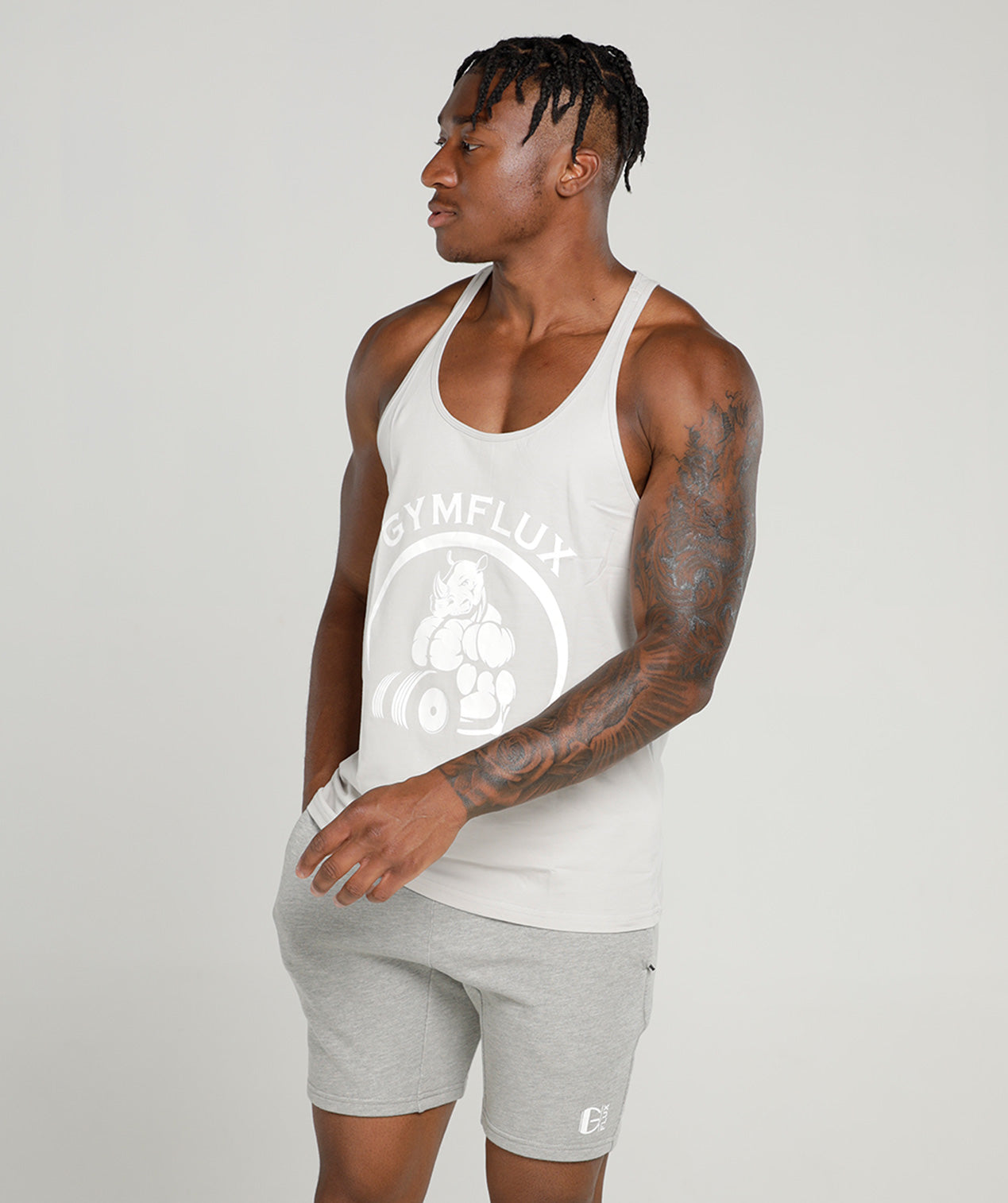 Rhino Muscle Vest | Grey - Gymflux Gym Clothes Gymshark Gym t shirt Gym Hoodie mens