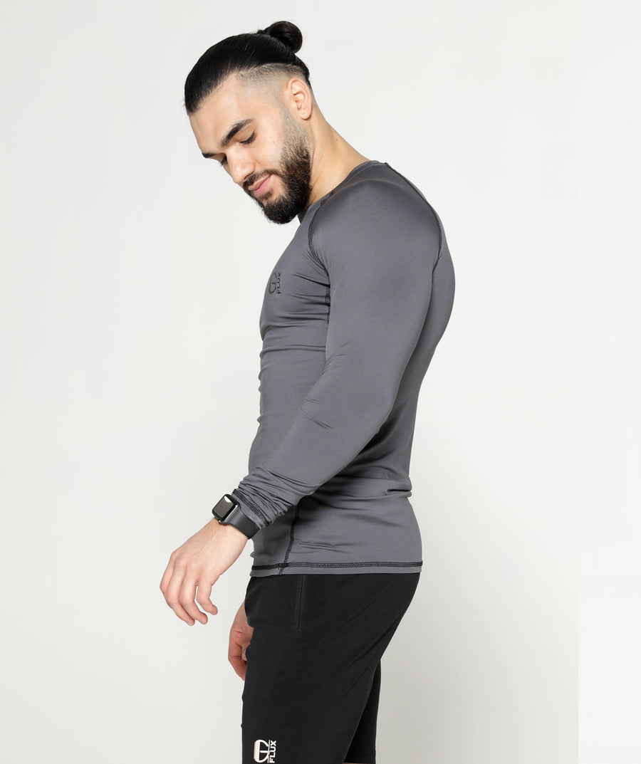 Gymflux Long Sleeve Compression T  Grey – Gymflux Official Store