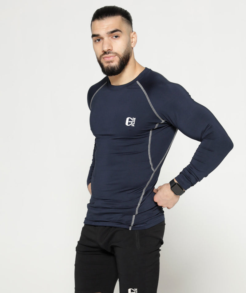 Long Sleeve Compression T | Navy - Gymflux