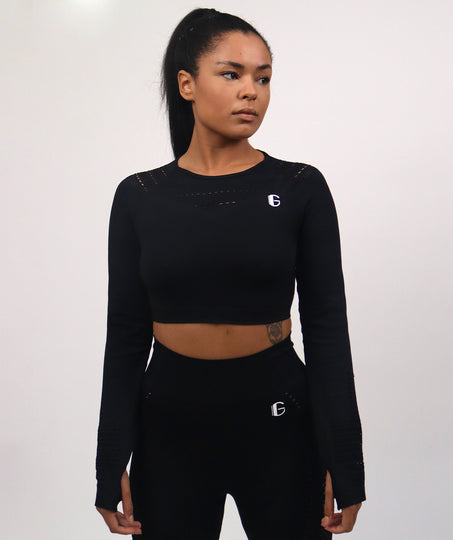 Simply Seamless | Black | Long Sleeve Sports Top